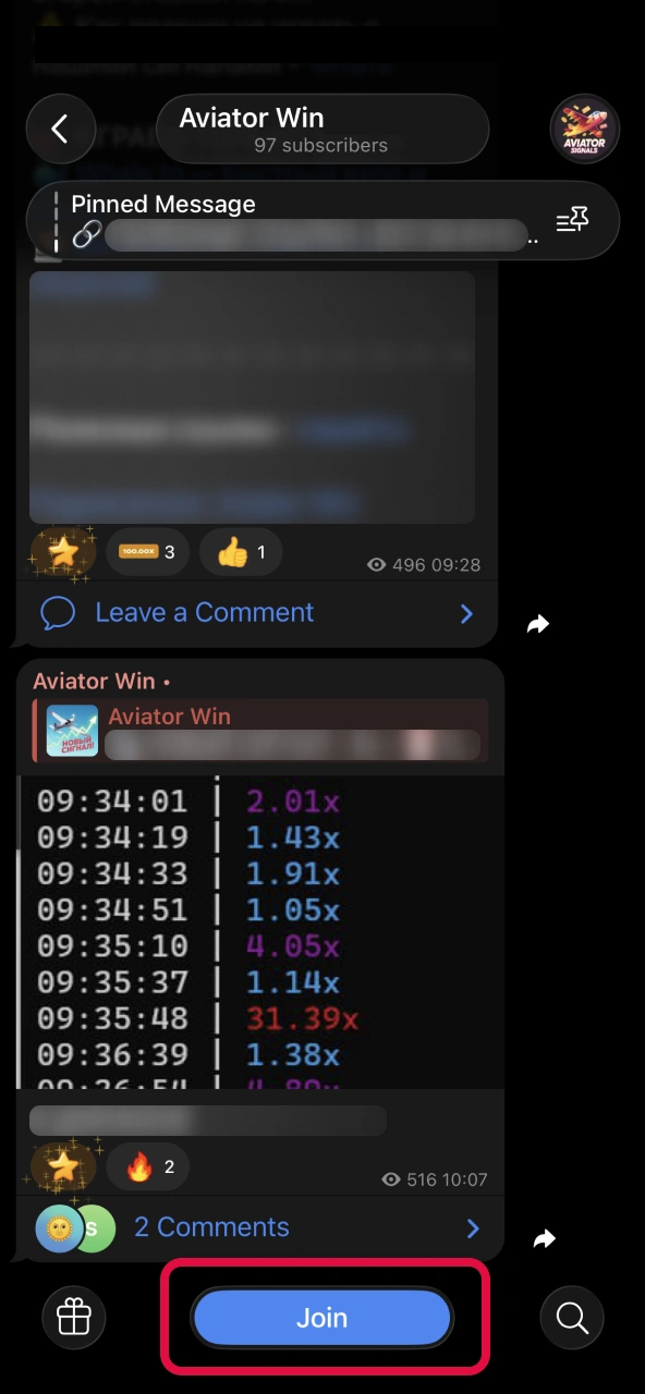 Click join to enter Aviator predictor communities.
